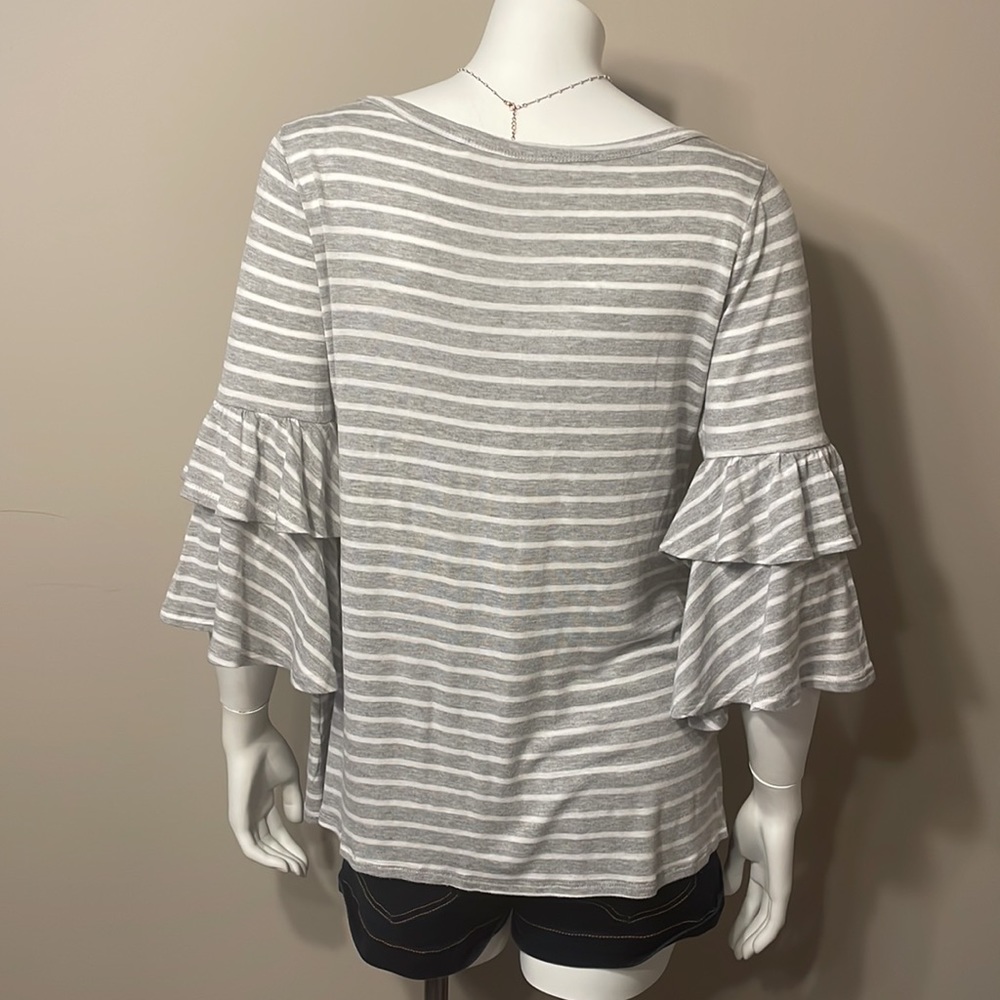 Infinity Raine Striped Grey Blouse - Picture 3 of 6